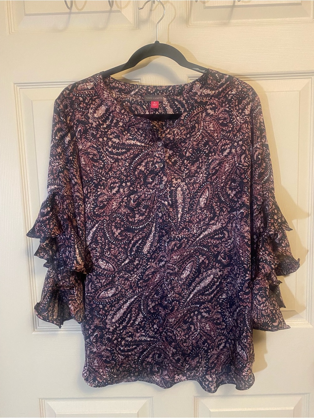 Talbots Pink Paisley Ruffle-Sleeve Blouse